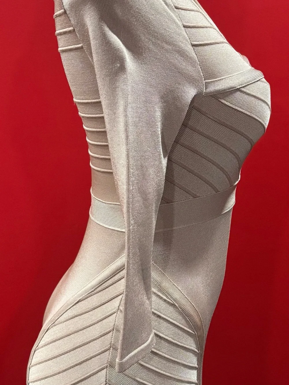 bebe Blush Ribbed Crewneck body con fit dress